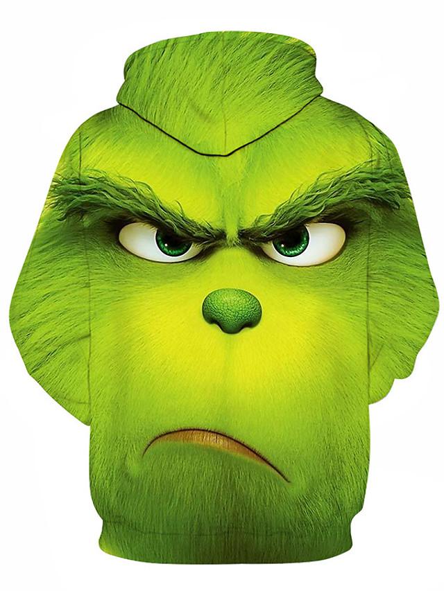 3D Printed Cartoon Movie Animal Hoodie - Hooded Basic Green Pullover