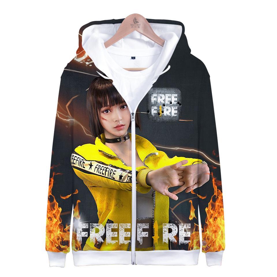 Game Free Fire 3D Zipper Hoodie - Funny Long Sleeve Sweatshirt