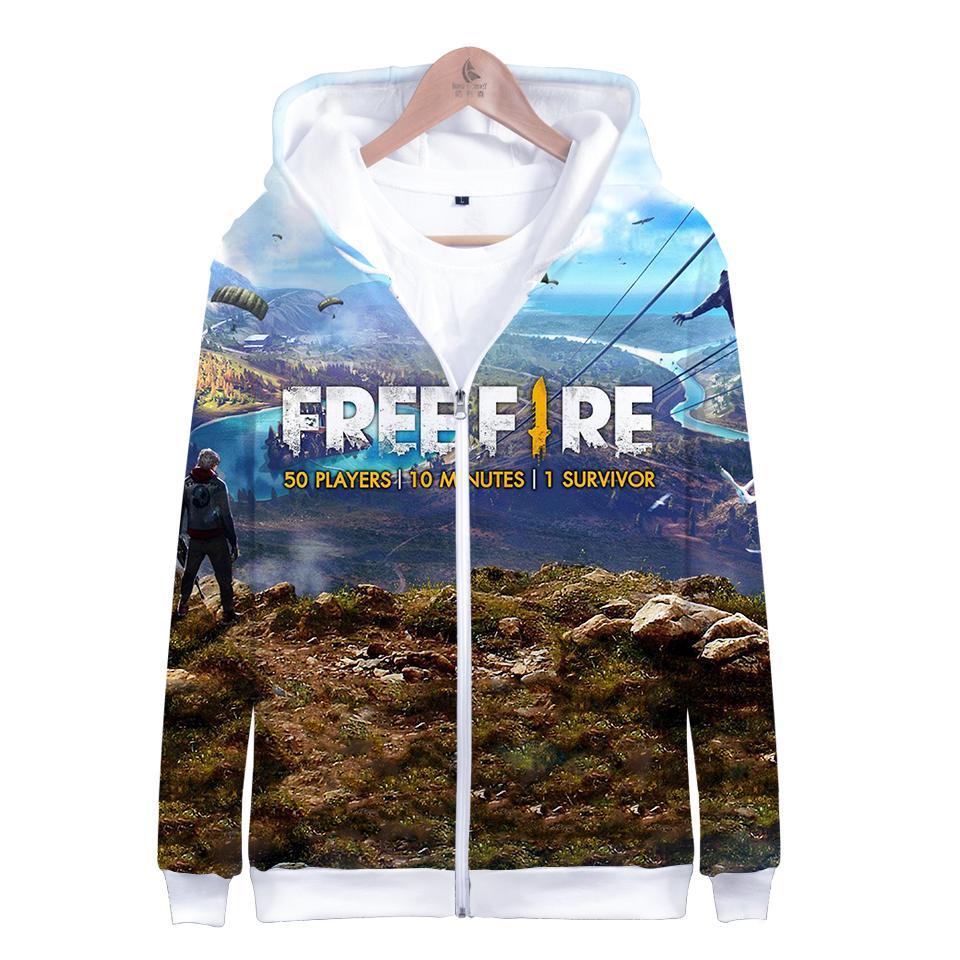 Game Free Fire 3D Zipper Hoodie - Funny Long Sleeve Sweatshirt