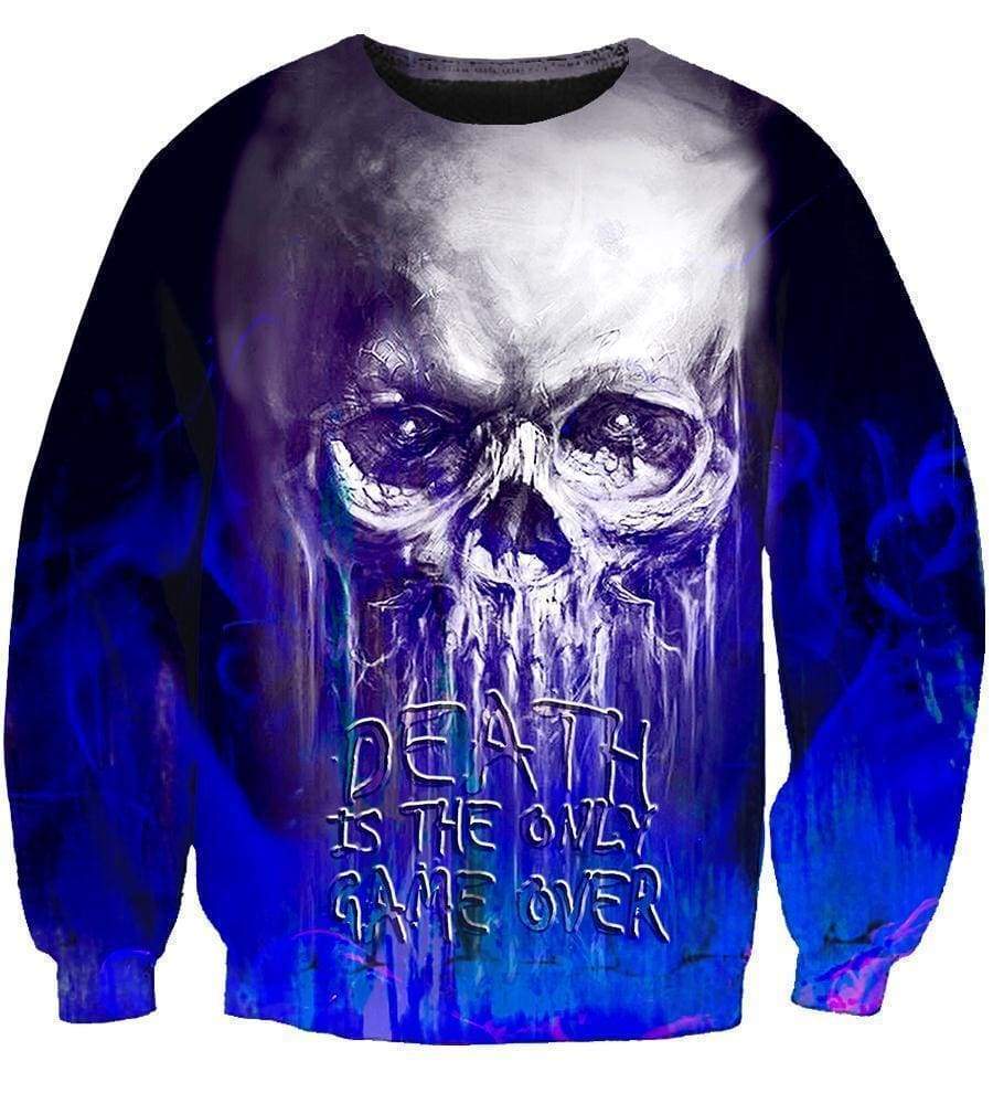 Copy of Funny Death Is The Only Game Over Hoodies - Zip Up White Skull Hoodie