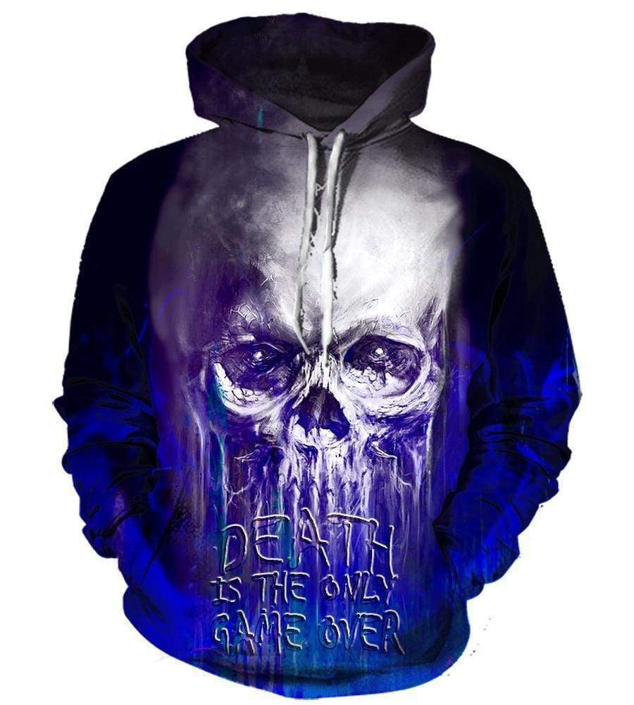 Funny Death Is The Only Game Over Hoodies - Zip Up White Skull Hoodie