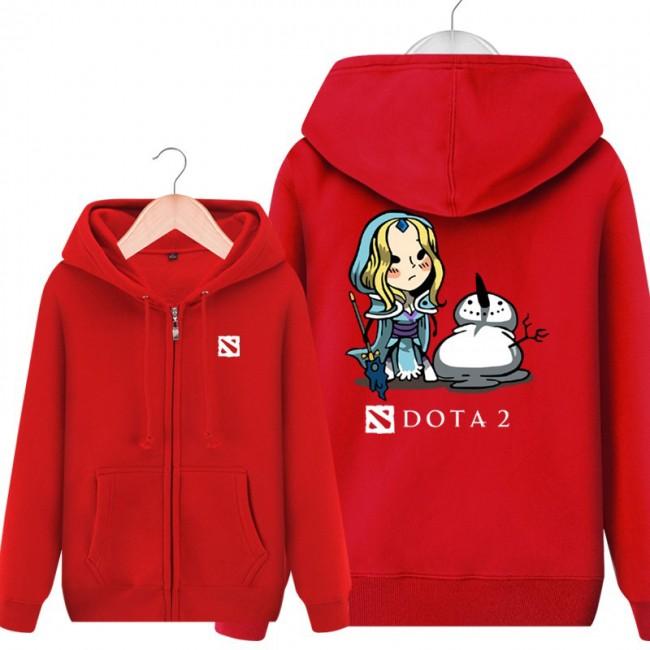 DOTA 2 Crystal Maiden Hoodies - Zip Up Red Hoodie