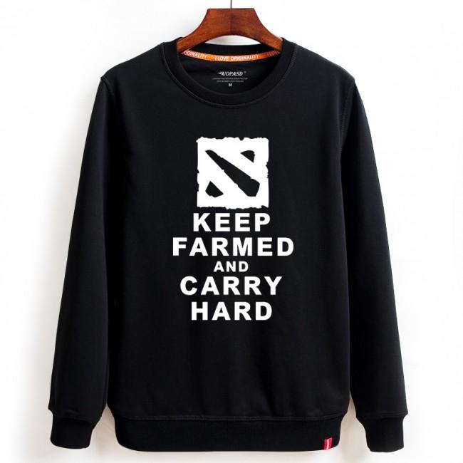 DOTA 2 Keep Farmed AND Carry Hard Hoodies - Zip Up Black Hoodie