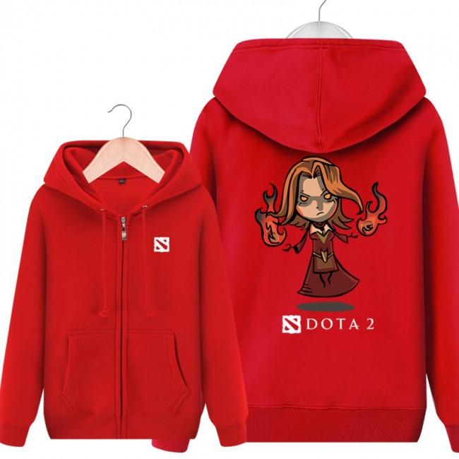 DOTA 2 Lina Hoodies - Zip Up Red Hoodie