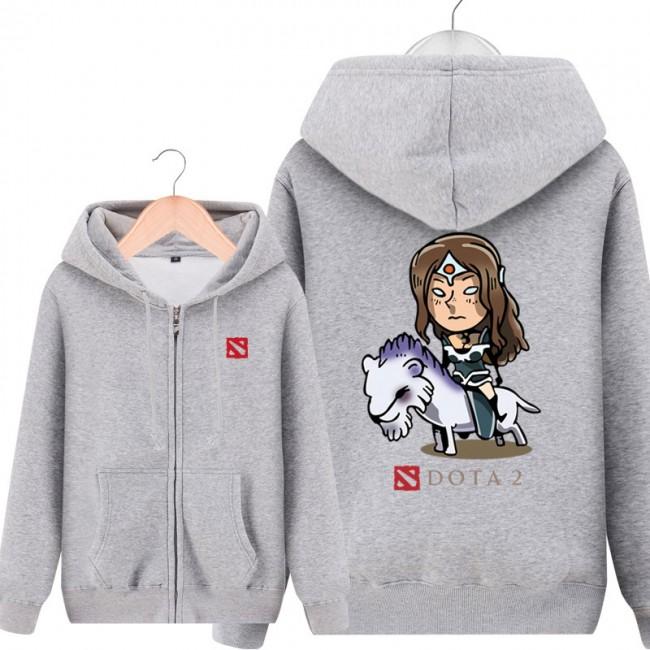 DOTA 2 Mirana Hoodies - Zip Up Grey Hoodie