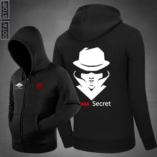 DOTA 2 Team Secret Hoodies - Zip Up Hat Black Hoodie