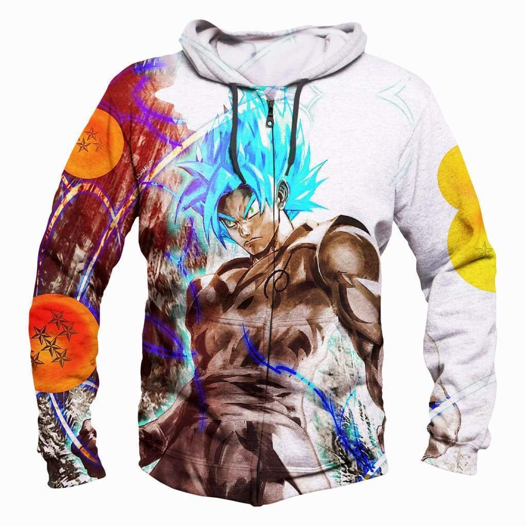 Dragon Ball Z Goku Hoodies - Blue Hair Goku Hoodie