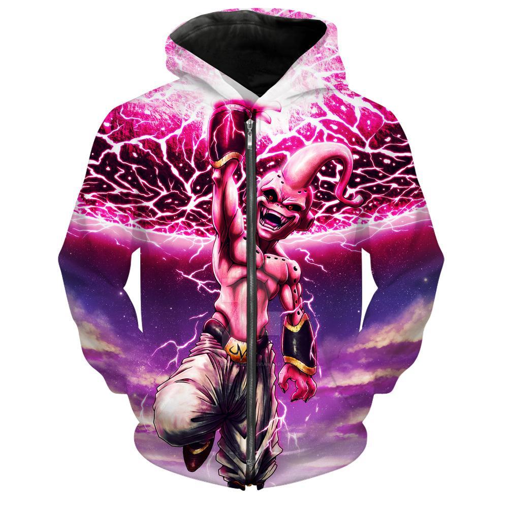Dragon Ball Z Hoodies - Kid Buu Destruction Pink Pullover Hoodie