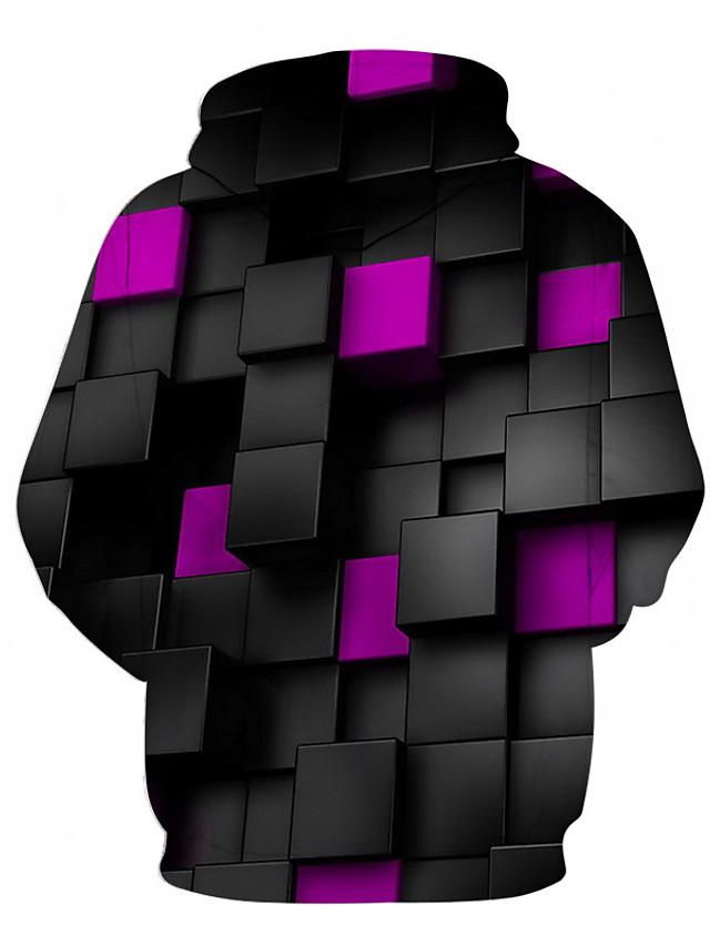 3D Printed Color Block Hoodie - Hooded Basic Pullover