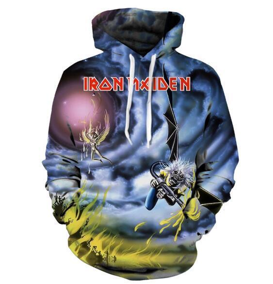 Unisex Fashion Anime Iron Maiden Men's Egyptian Pyramid Hoodie