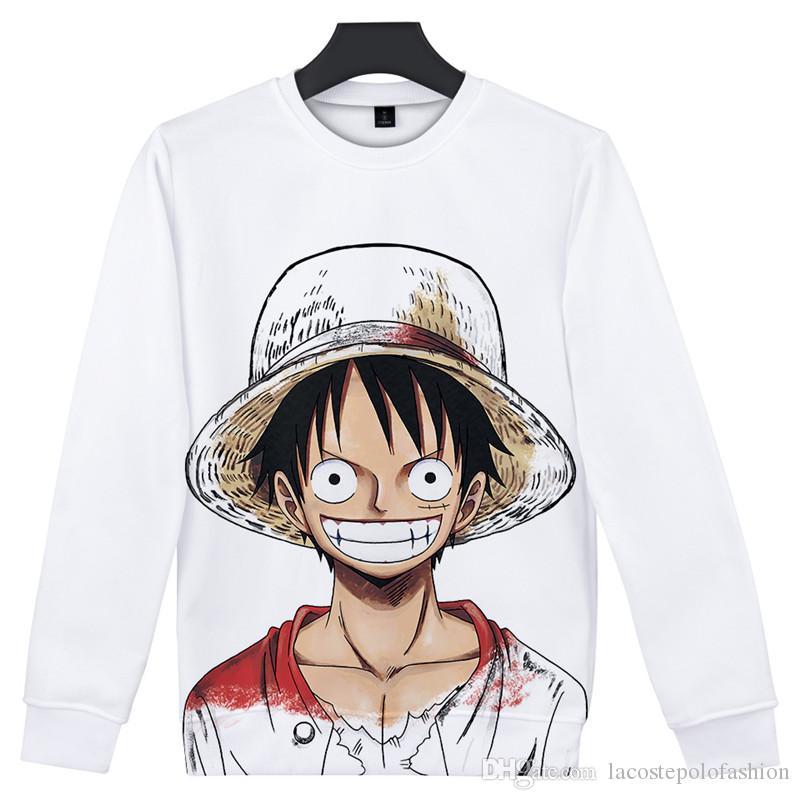 One Piece Cartoon Luffy 3D Print Hoodies - Casual Long Sleeve Tops