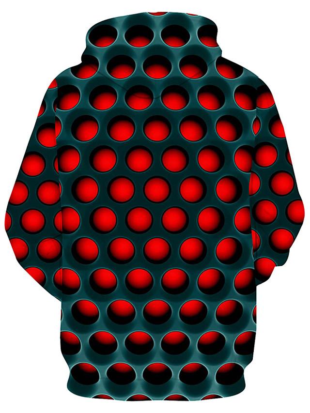 3D Geometric Color Block Printed Hooded Basic Pullover - Casual Hoodie