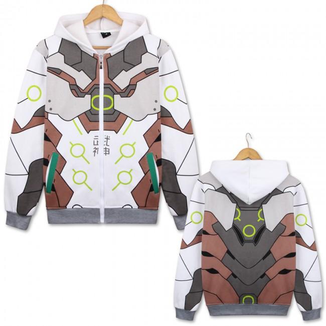 Overwatch Genji Cosplay Hoodies - Zip Up White Hoodie