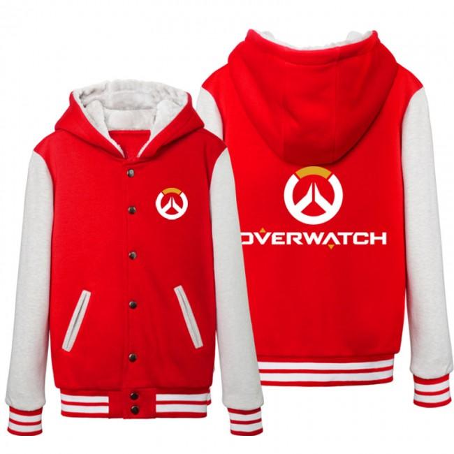 Overwatch Logo Thicken Coats - Black Button Style Coat