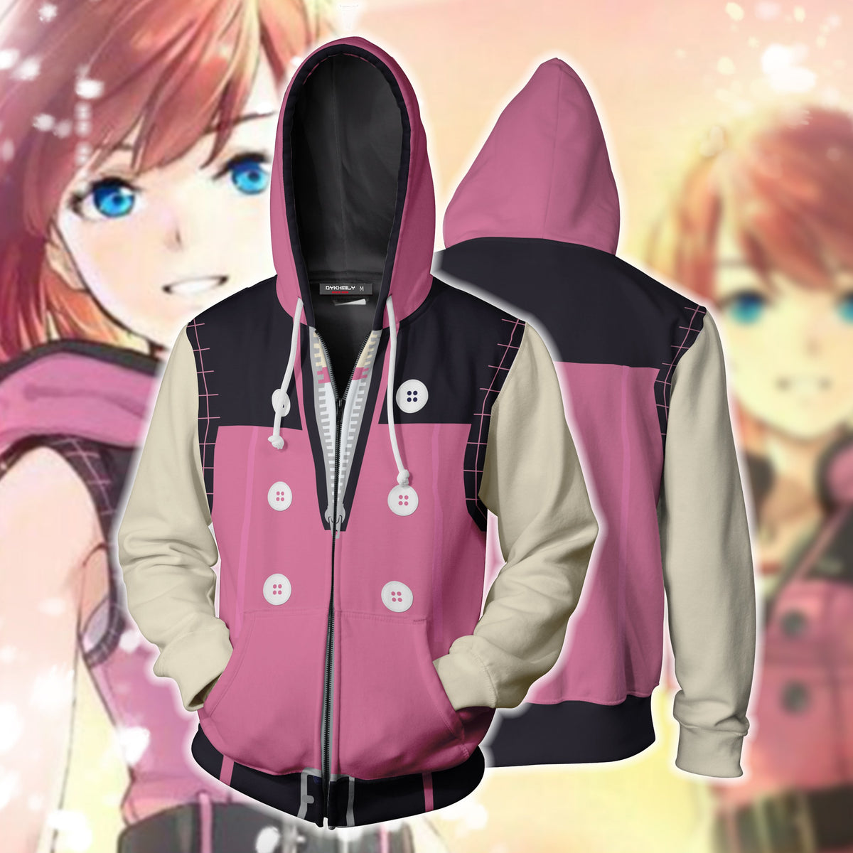 Kingdom Hearts III Kairi Hoodies - Zip Up Pink Cosplay Hoodie