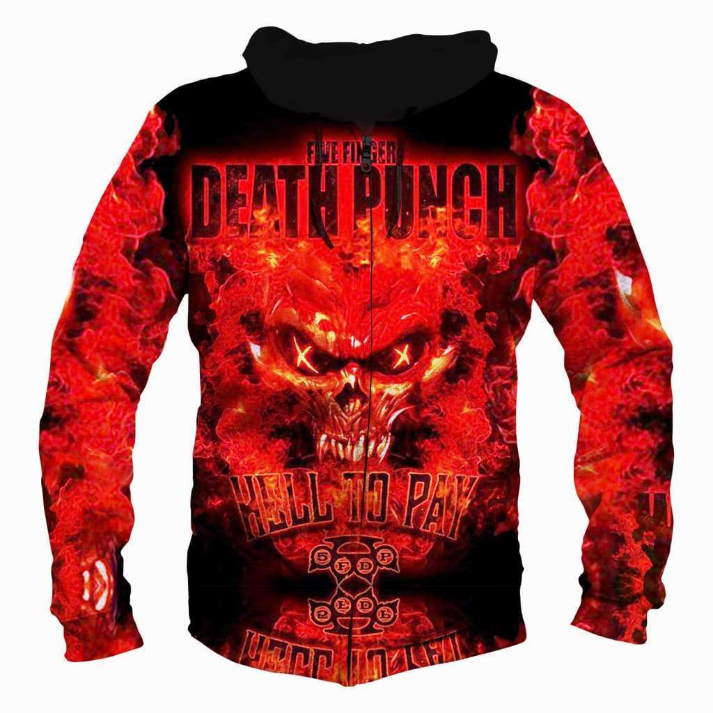 Five Finger Death Punch Hoodies - Five Finger Death Punch Zip Up 3D Hoodie
