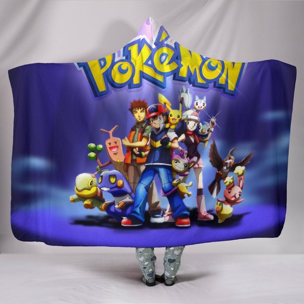 Pokemon Hooded Blanket - Group Picture Blue Blanket