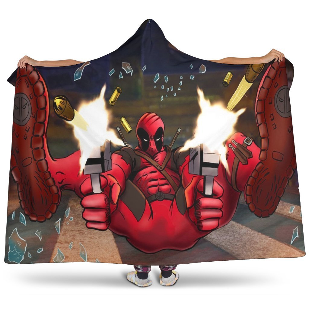 Deadpool Hooded Blanket - Double Gun Red Blanket