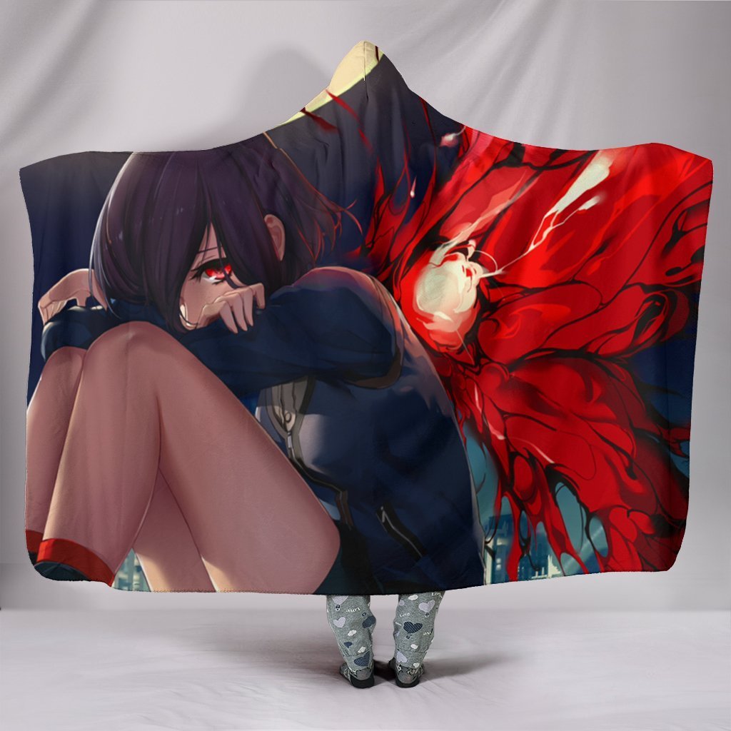 Touka Kirishima Hooded Blanket - Cry Red Blanket