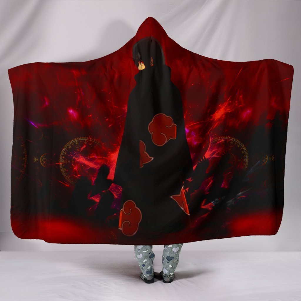 Naruto Itachi Hooded Blanket - Alone Red  And Black Blanket