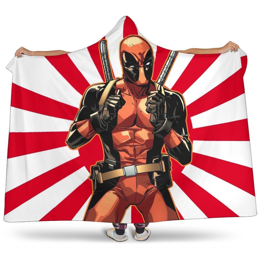 Deadpool Hooded Blanket - Hey Yo White And Red Blanket