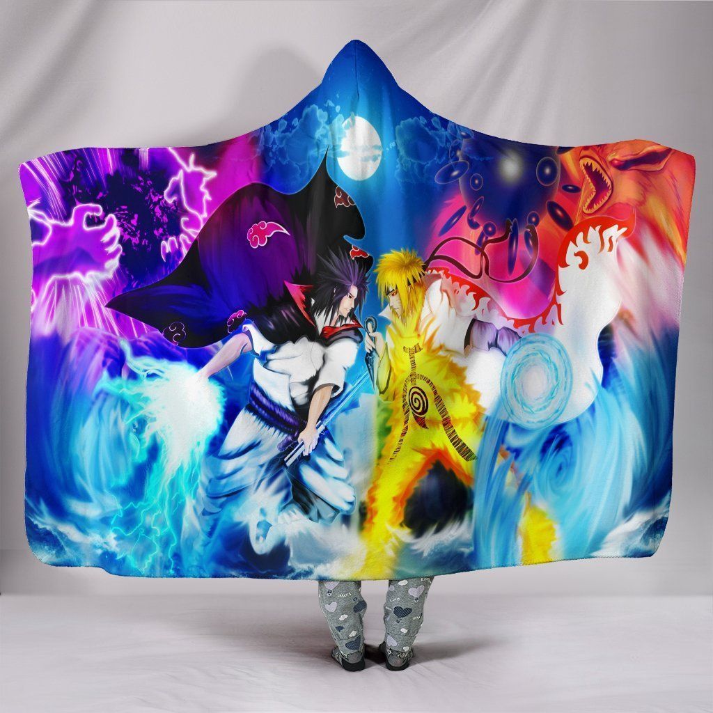 Naruto VS Sasuke Hooded Blanket - Wars Of Generations Colorful Blanket