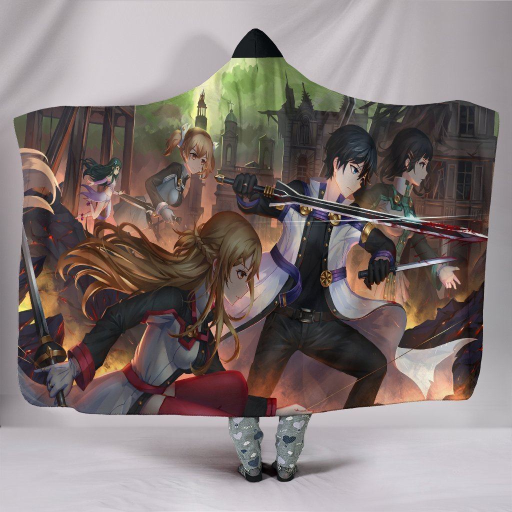 Sword Art Online Ordinal Scale Hooded Blanket - Black  Many People Blanket