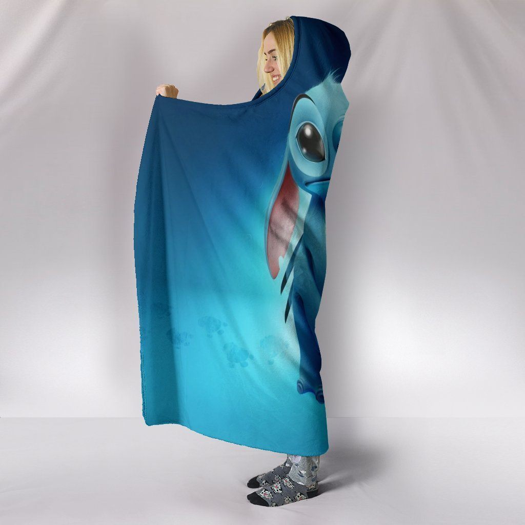 Lilo And Stitch Hooded Blankets - Lilo And Stitch Super Cute Blue Hooded Blanket