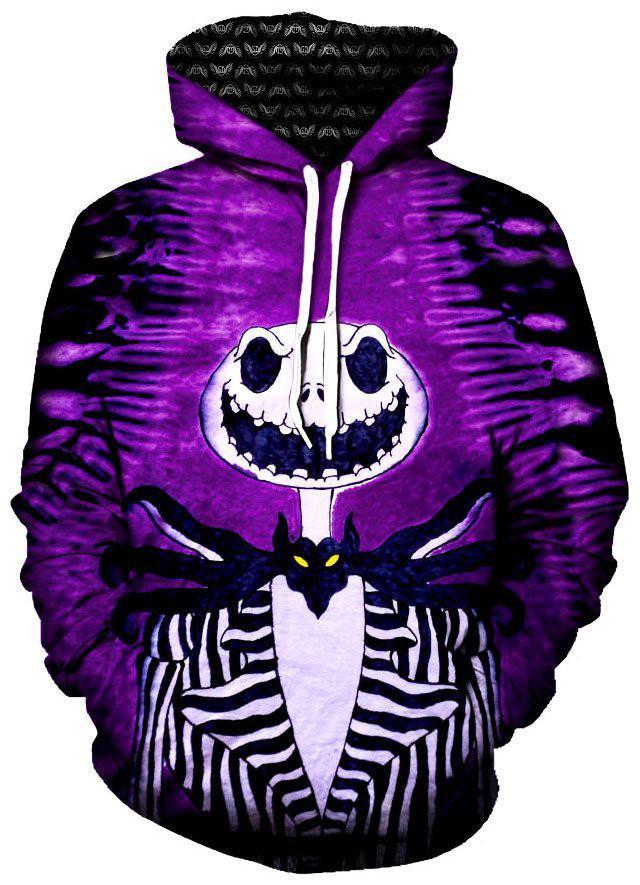 Nightmare Before Christmas Jack Hoodies - Nightmare Before Christmas Hoodies - Purple Jack 3D Ugly Christmas Hoodie