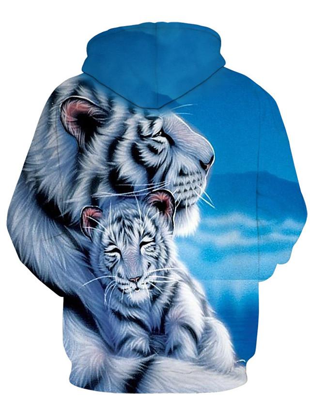 3D Printed Tiger Hoodie - Hooded Animal Casual Loose Pullover