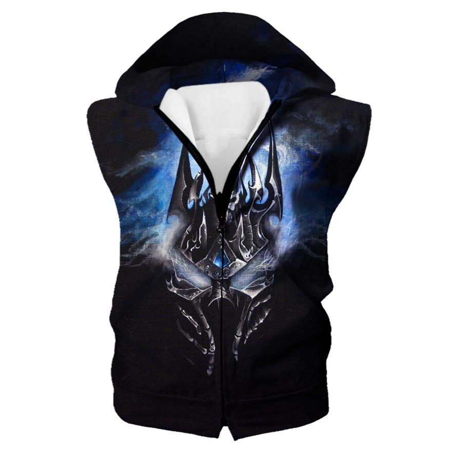 World of Warcraft Lich King Arthas Hoodies - Pullover Portrai Black Hoodie