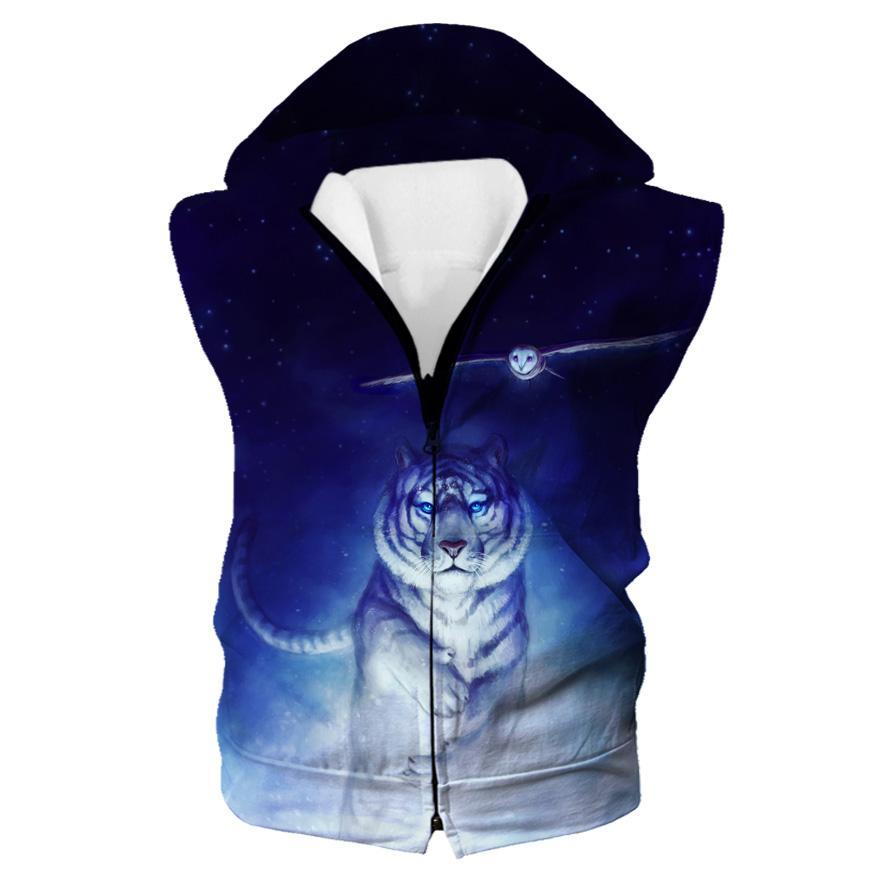Tiger Hoodies - Space  and Owl Printed Pullover Hoodie