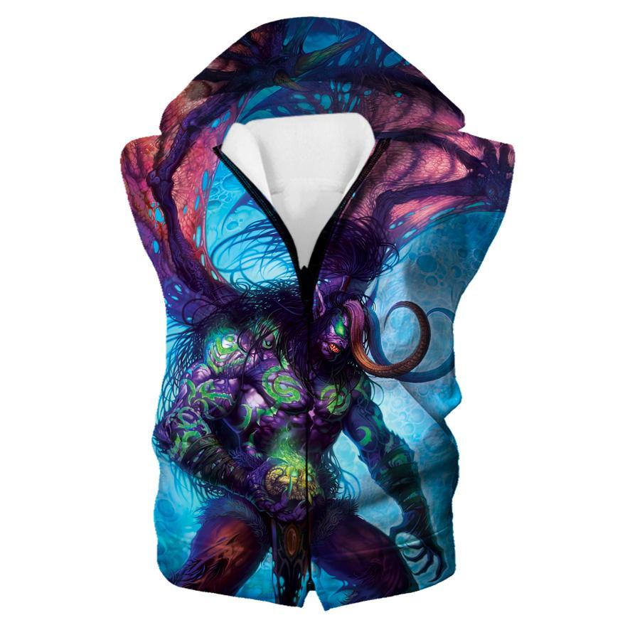 World of Warcraft Demon Illidan Hoodies  -  Pullover Blue-Red Hoodie