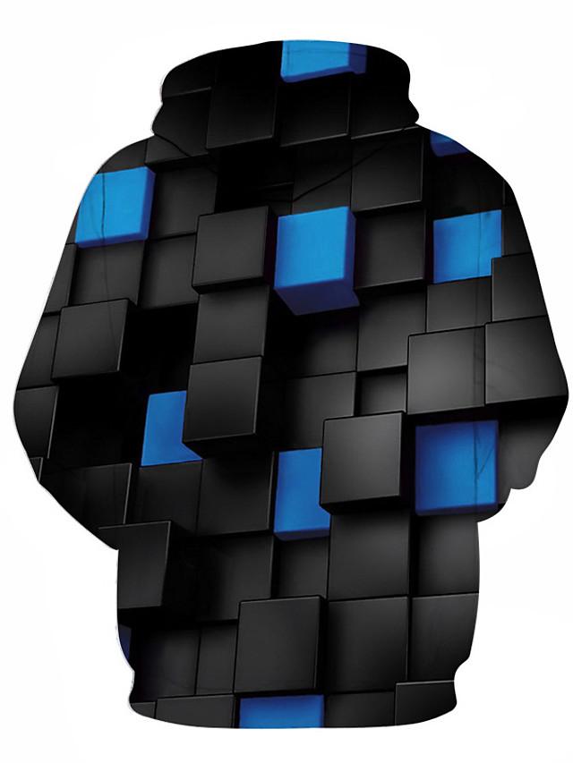 3D Printed Color Block Hoodie - Hooded Basic Pullover