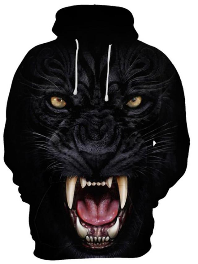 3D Printed Cartoon Beast Wild Animals Casual Hoodie - Basic Hooded Pullover