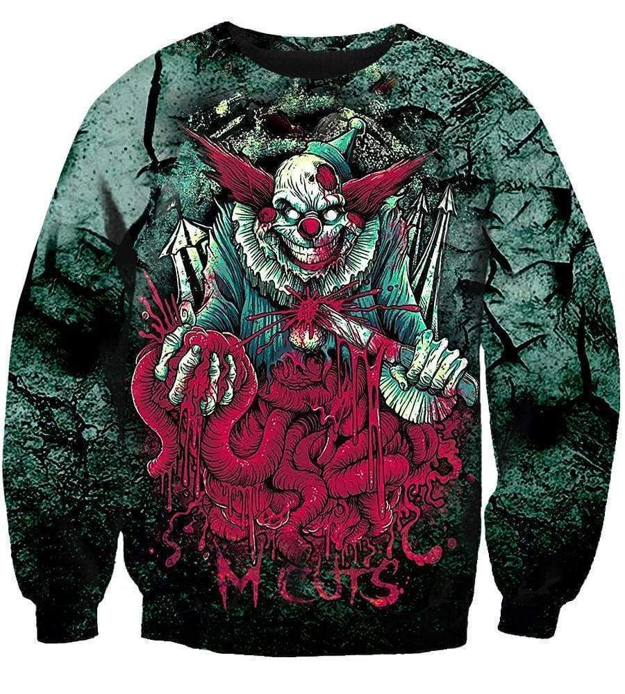 Funny Clown Hoodies - Zip Up Evil Nausea Black Hoodie