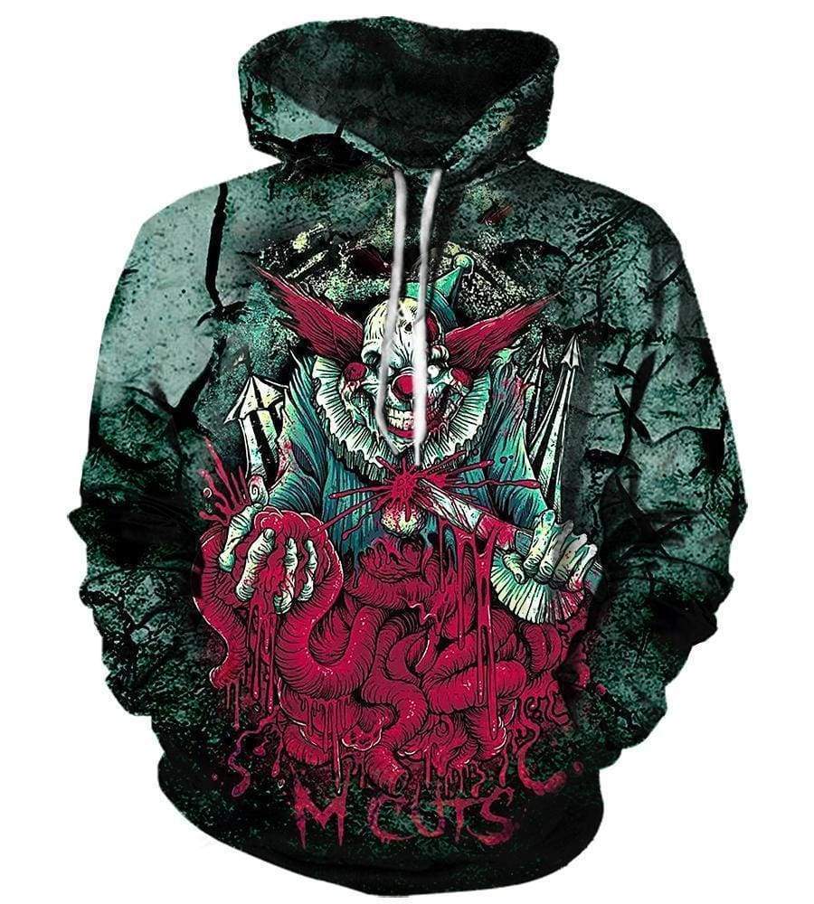 Funny Clown Hoodies - Zip Up Evil Nausea Black Hoodie
