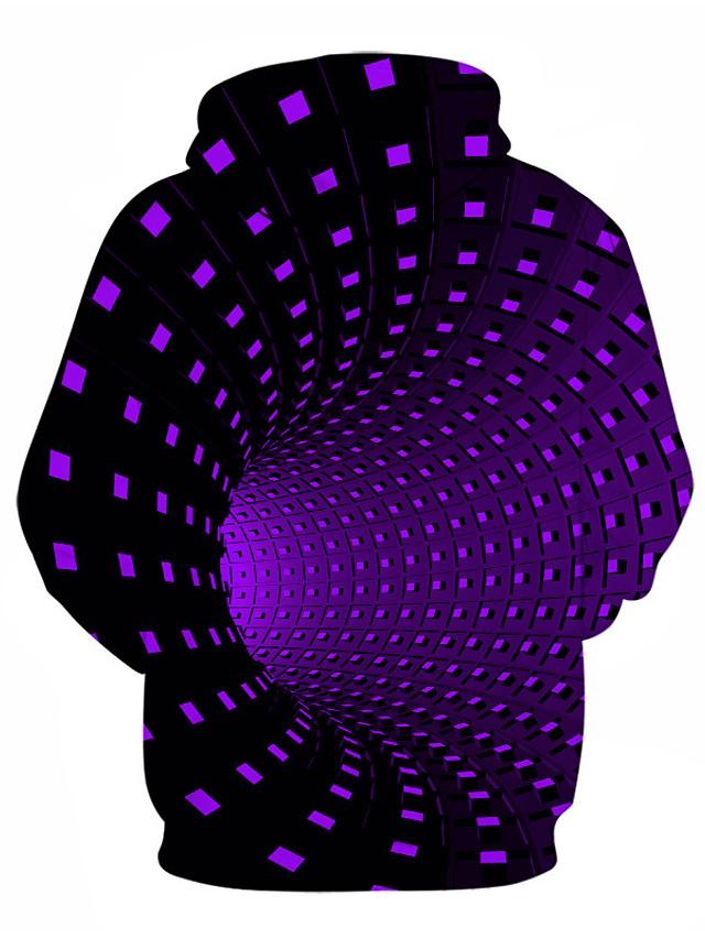 3D Printed Geometric Color Block Hoodie - Hooded Casual Basic Pullover