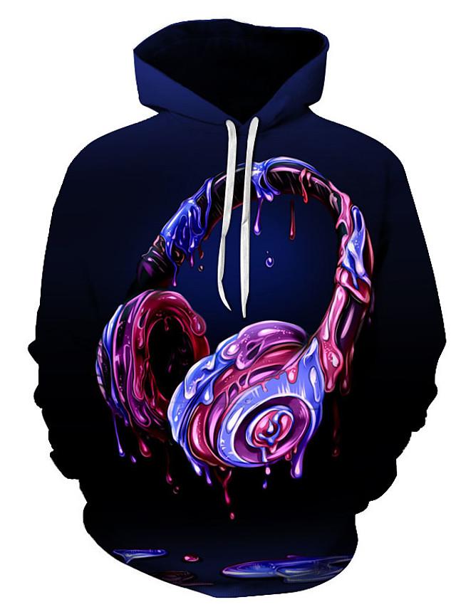 Men&#39;s Geometric 3D Printed Hooded Pullover - Casual Hoodie