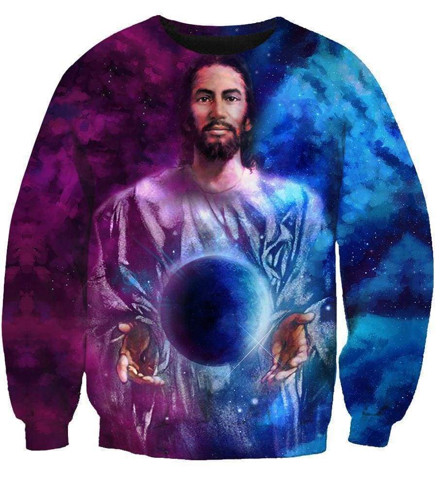 Funny Jesus Sweatshirts - God Control Blue-Purple Ball Sweatshirt