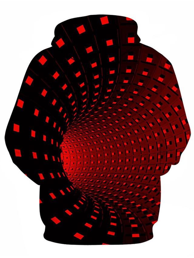 3D Printed Geometric Color Block Hoodie - Hooded Casual Basic Pullover