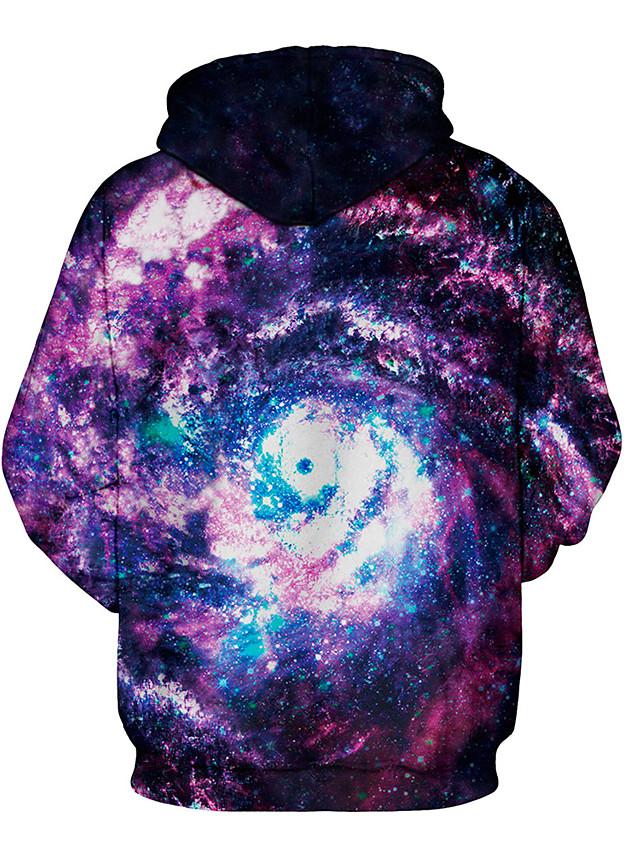 3D Printed Galaxy Hoodie - Hooded Basic Loose  Jacket Pullover