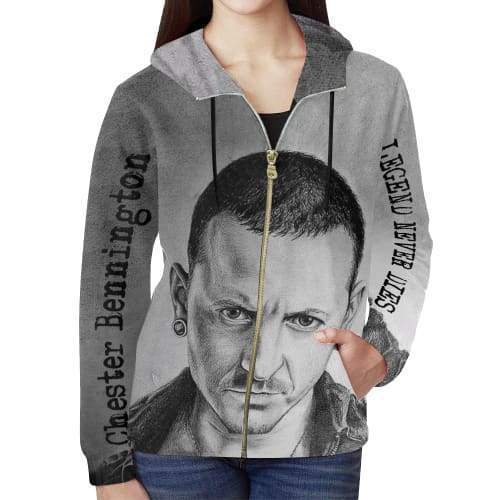 Linkin Park Bennington Hoodies - Zip Up Grey 3D Hoodie