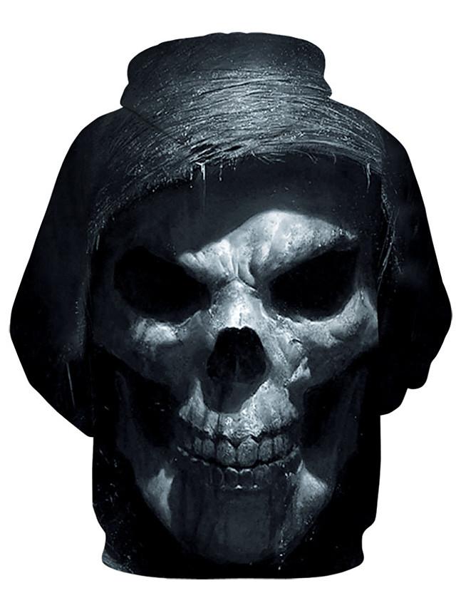 3D Printed Skull Geometric Hooded Casual Pullover Hoodie