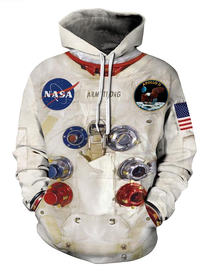 3D Printed Astronaut Uniform Hoodie - Color Block National Flag Hooded Pullover