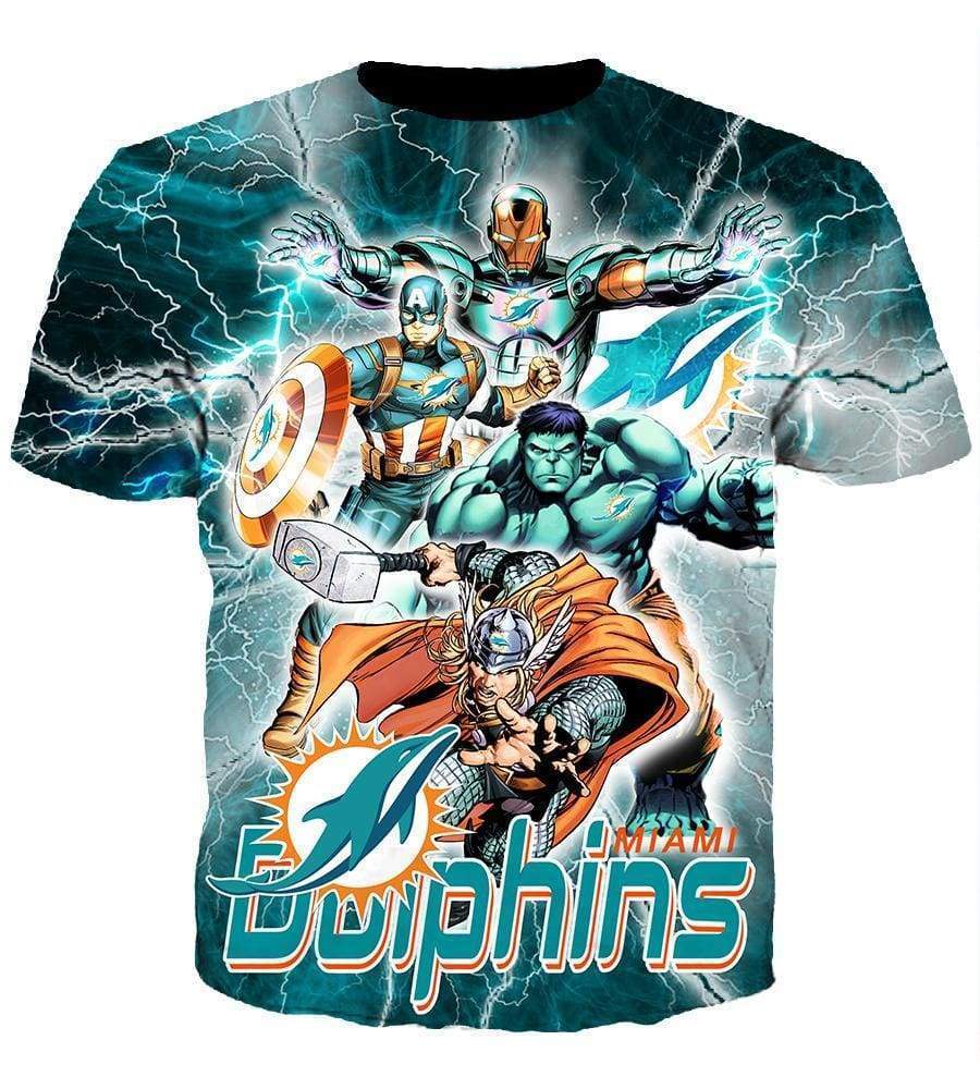 Miami Dolphins - The Avengers - 3D Hoodie, Zip-Up, Sweatshirt, T-Shirt