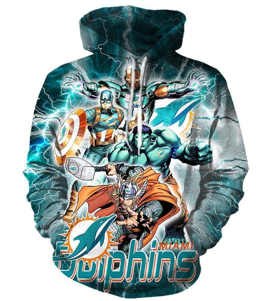 Miami Dolphins - The Avengers - 3D Hoodie, Zip-Up, Sweatshirt, T-Shirt