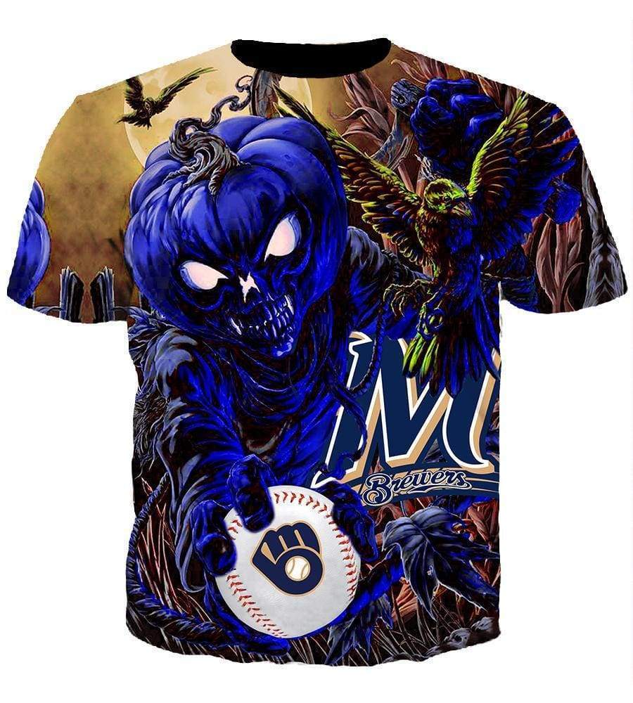 Milwaukee Brewers Halloween - 3D Hoodie, Zip-Up, Sweatshirt, T-Shirt