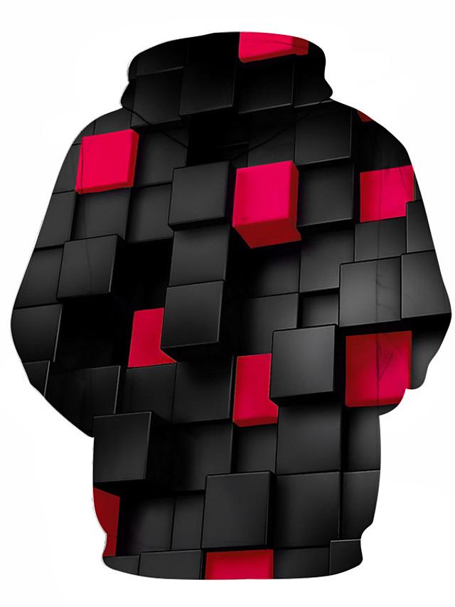 3D Printed Color Block Hoodie - Hooded Basic Pullover