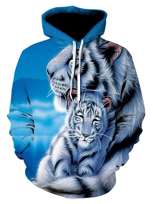 3D Printed Tiger Hoodie - Hooded Animal Casual Loose Pullover